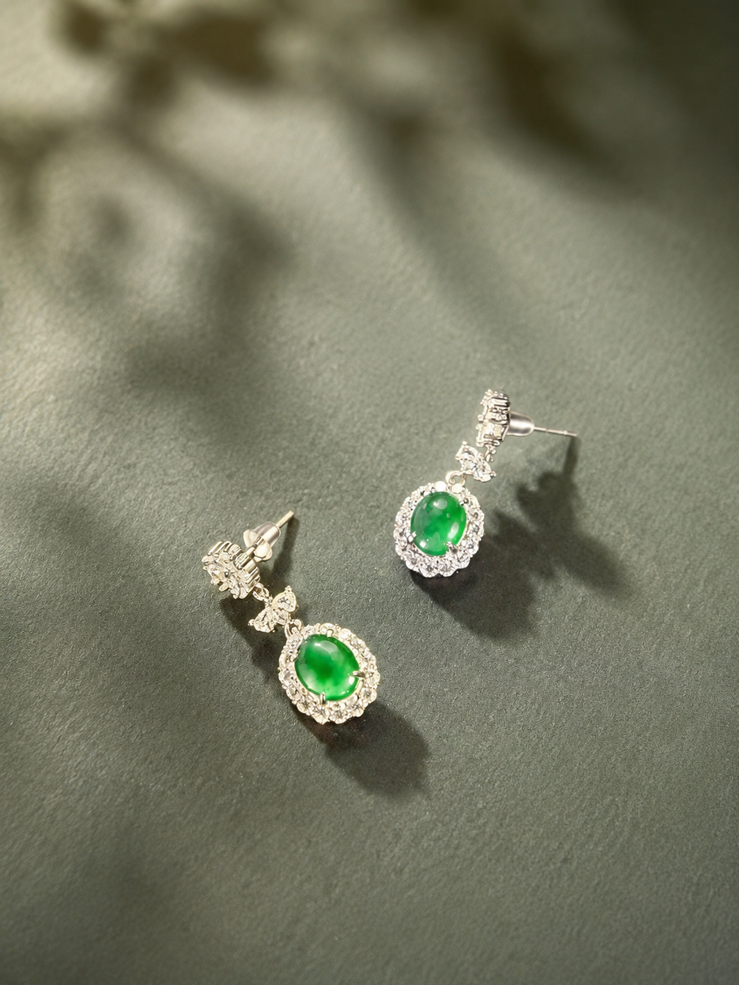 Jadeite Zhengyang Green One-Sided Earrings