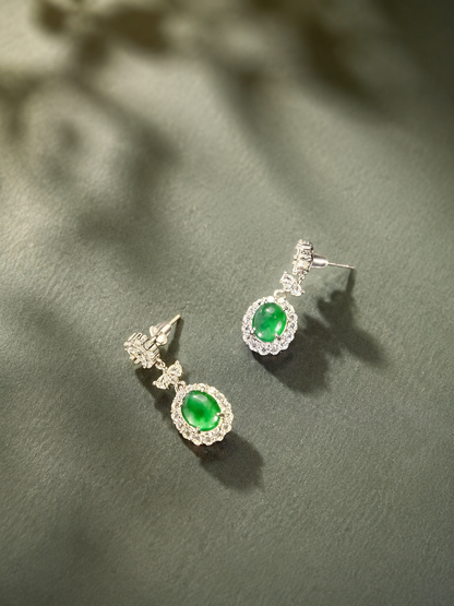 Jadeite Zhengyang Green One-Sided Earrings