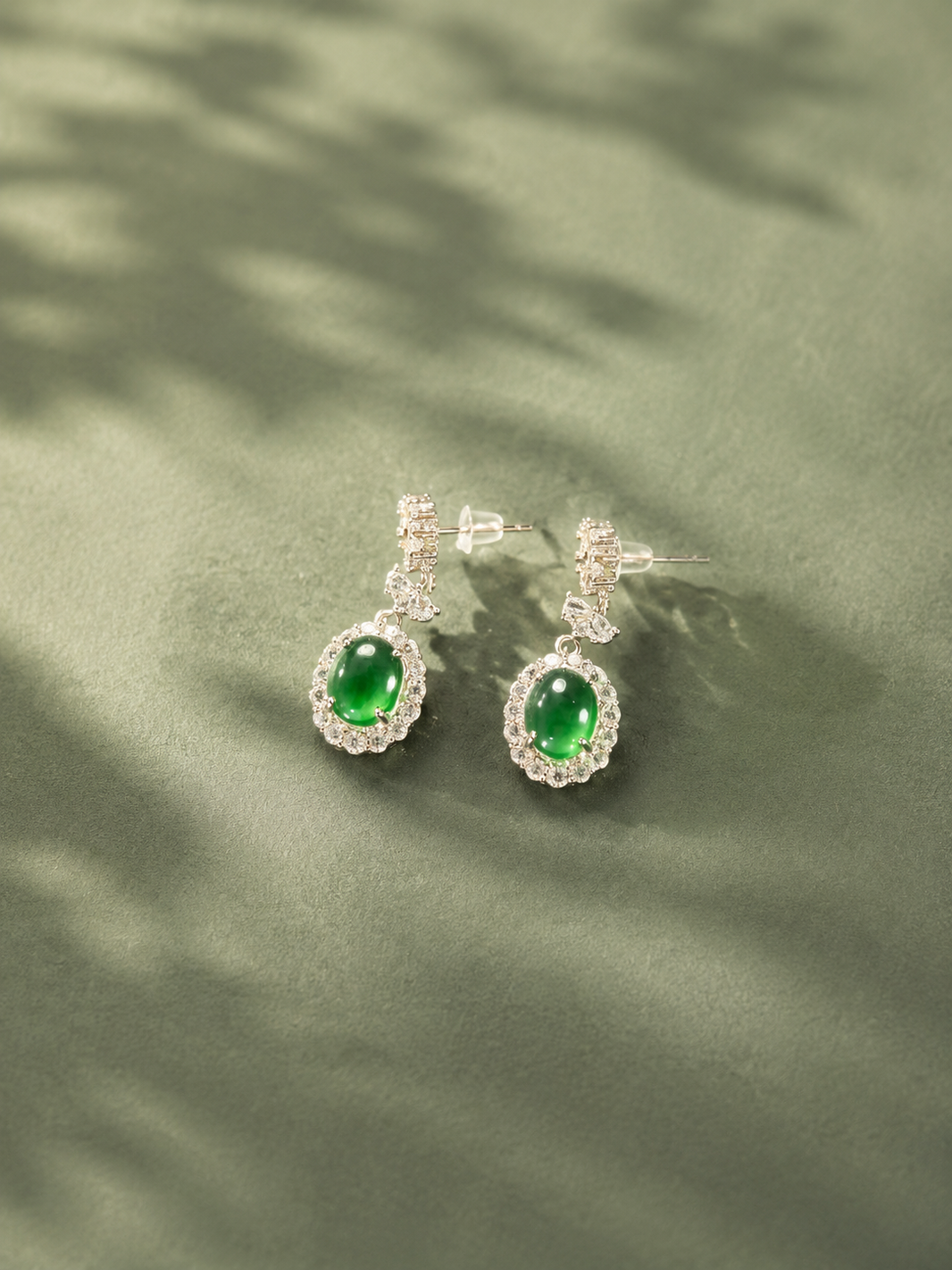 Jadeite Zhengyang Green One-Sided Earrings