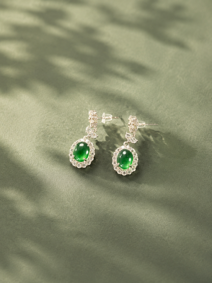 Jadeite Zhengyang Green One-Sided Earrings