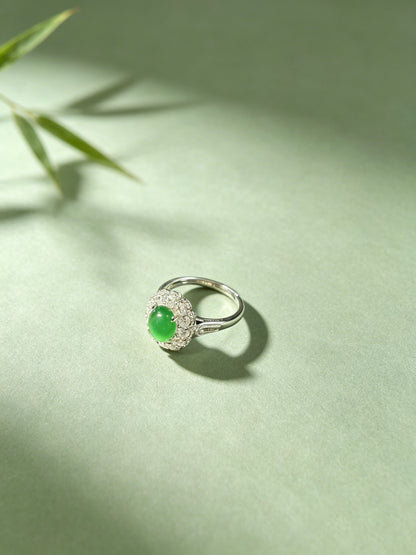 Jadeite Bright Yang Green Oval Ring