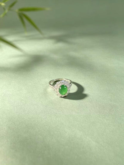 Jadeite Bright Yang Green Oval Ring