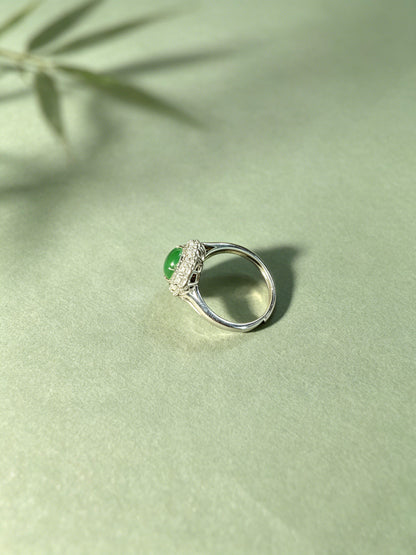 Jadeite Bright Yang Green Oval Ring